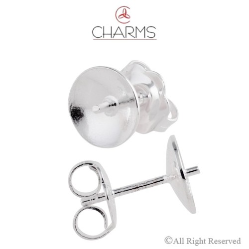  Orecchino  coppetta tonda lucida da 6 mm con perno compreso di farfallina