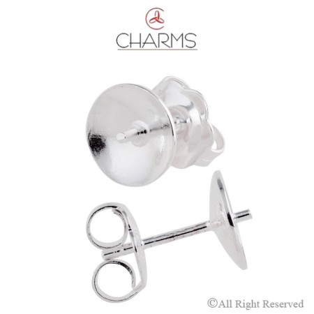  Orecchino  coppetta tonda lucida da 6 mm con perno compreso di farfallina