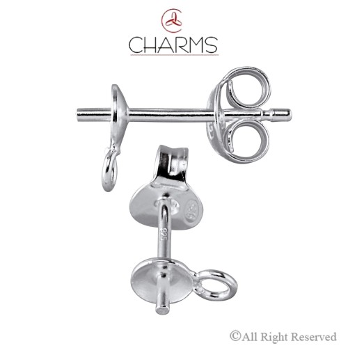 Orecchino con anellino perno e coppetta da 4 mm