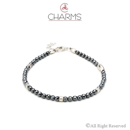 Bracciale Charms Uomo con Ematite nera