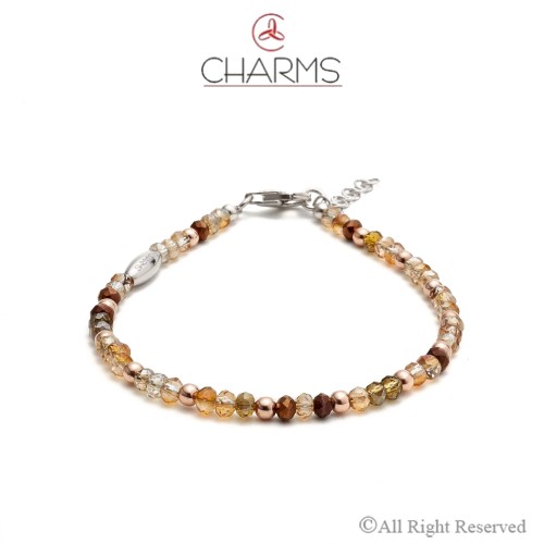 Bracciale con Pietre Agata Sfumature Color sabbia Charms Uomo