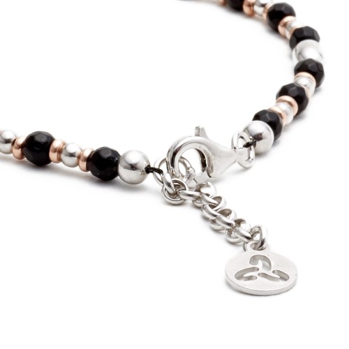 Bracciale Raffinato Charms Linea Uomo Onice Argento e Rosè