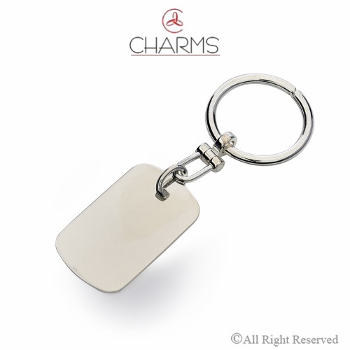 Portachiavi Lastra in Argento Liscia,girevole,Linea Unisex