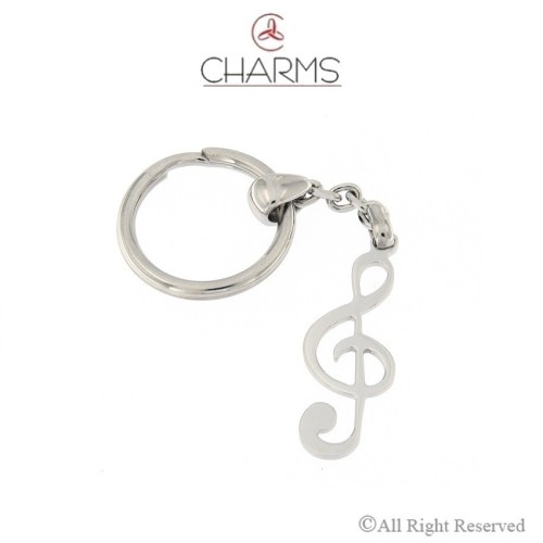  Portachiavi con brisè rotondo, catena modello forzatina  e nota musicale