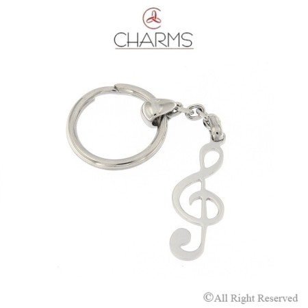  Portachiavi con brisè rotondo, catena modello forzatina  e nota musicale