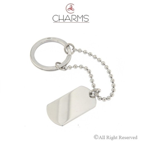  Portachiavi con brisè rotondo, catena modello palline e targhetta