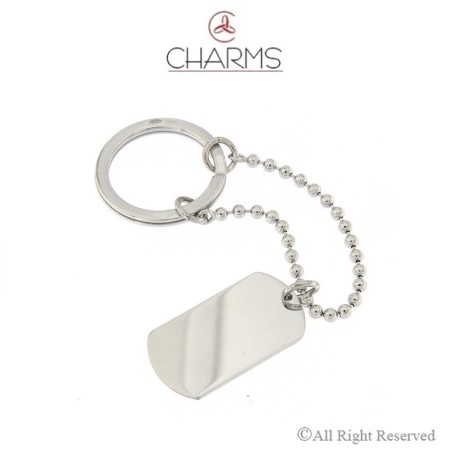  Portachiavi con brisè rotondo, catena modello palline e targhetta