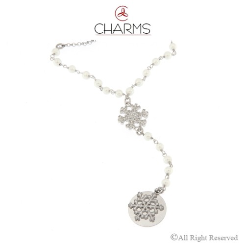 Catenina rosario con perle fiocchi di neve collezione Aspen