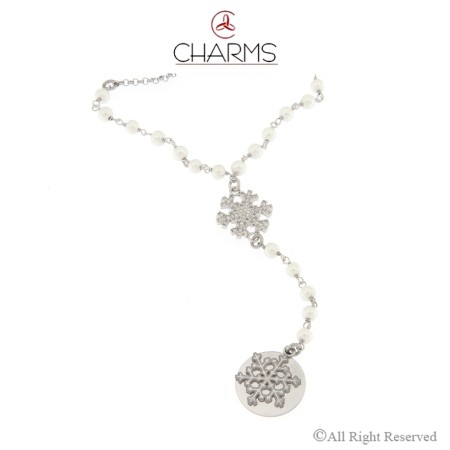 Catenina rosario con perle fiocchi di neve collezione Aspen