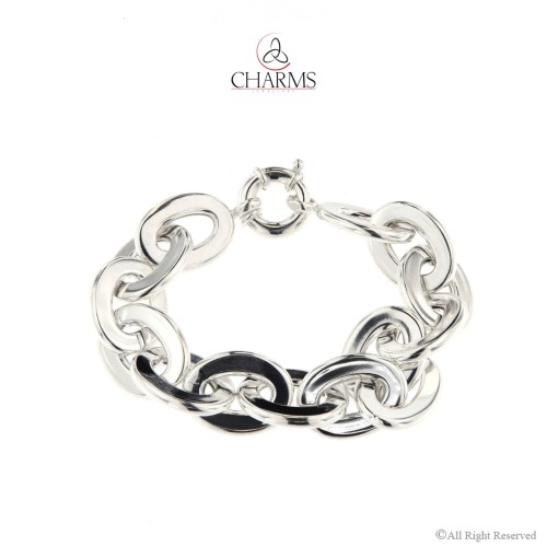 Bracciale Ovali filo piatto schiacciato in Argento 