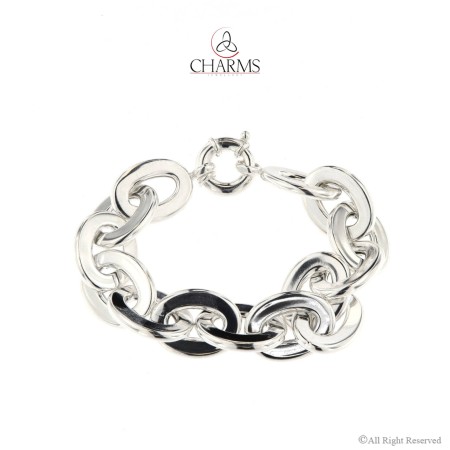 Bracciale Ovali filo piatto schiacciato in Argento 