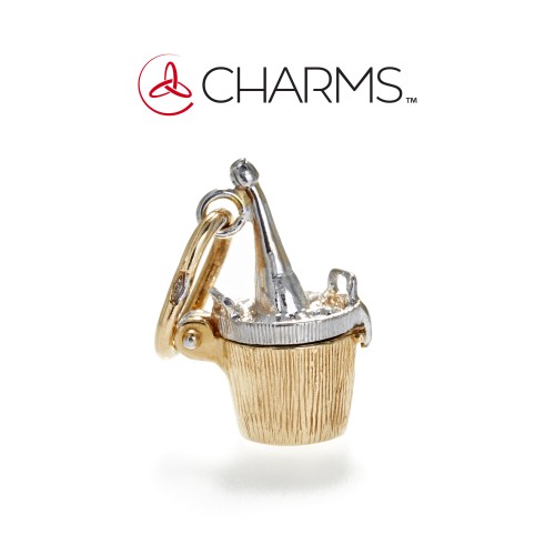 Pendente Charms Cesto con calici di Champagne in Oro