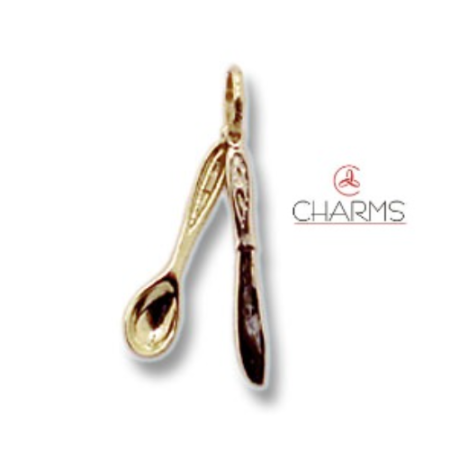 Charm Coltello e Cucchiaio in Oro