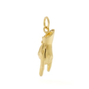 Charm a forma di mano cornuta in argento 925 vista frontale | Charms.it