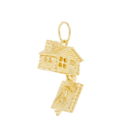 Charm a forma di Baita di Montagna aperta in argento 925 in vista frontale | Charms.it