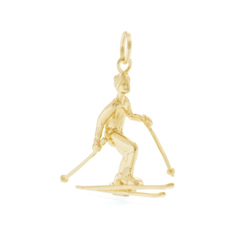 Charm a forma di Sciatore Alpinista in argento 925 in vista frontale | Charms.it