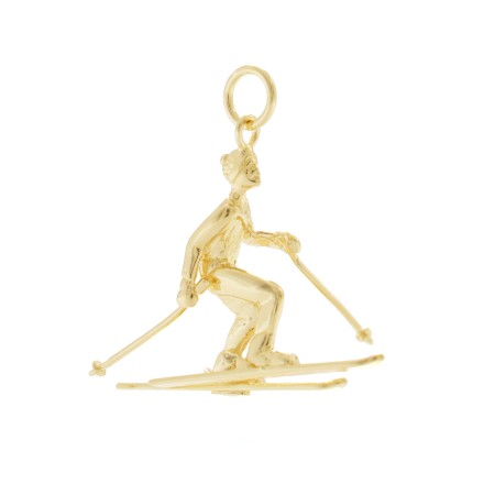Charm a forma di Sciatore Alpinista in argento 925 in vista laterale | Charms.it