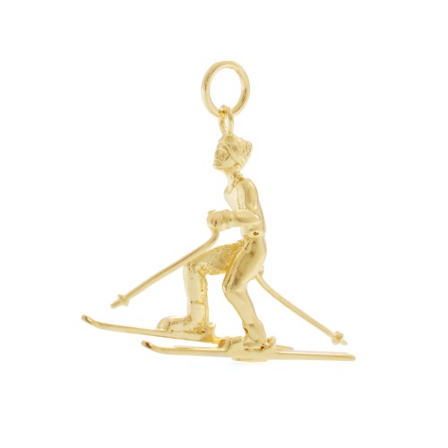 Charm a forma di Sciatore Alpinista in argento 925 in vista posteriore| Charms.it