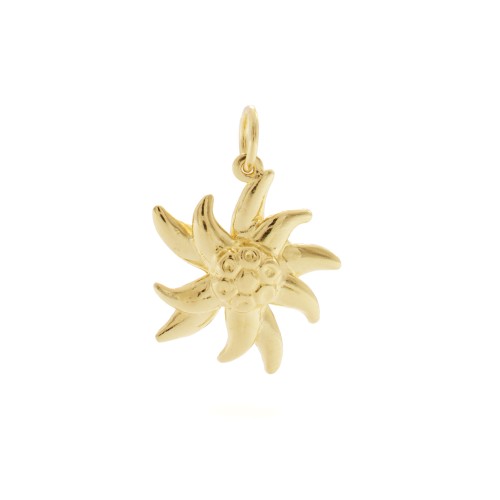 Charm a forma di Stella Alpina in argento 925 in vista frontale | Charms.it