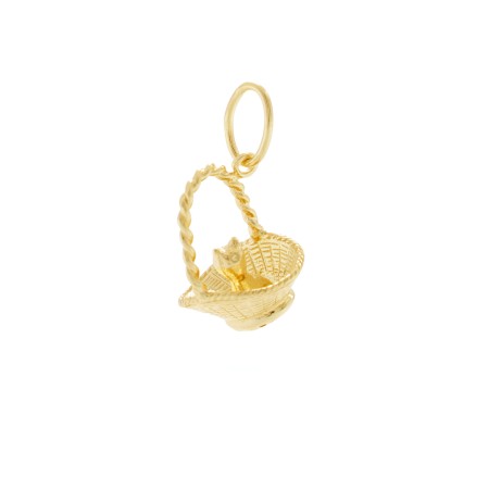 Charm a forma di Gattino nella Cesta in argento 925  | Charms.it