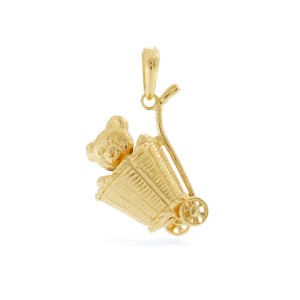 Charm a forma di Orsetto nella Cesta con Rotelle in argento 925 in vista frontale | Charms.it