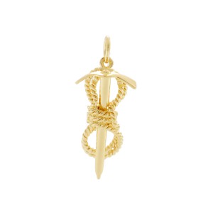 Charm a forma di Corda e Picozza in argento 925 in vista frontale | Charms.it